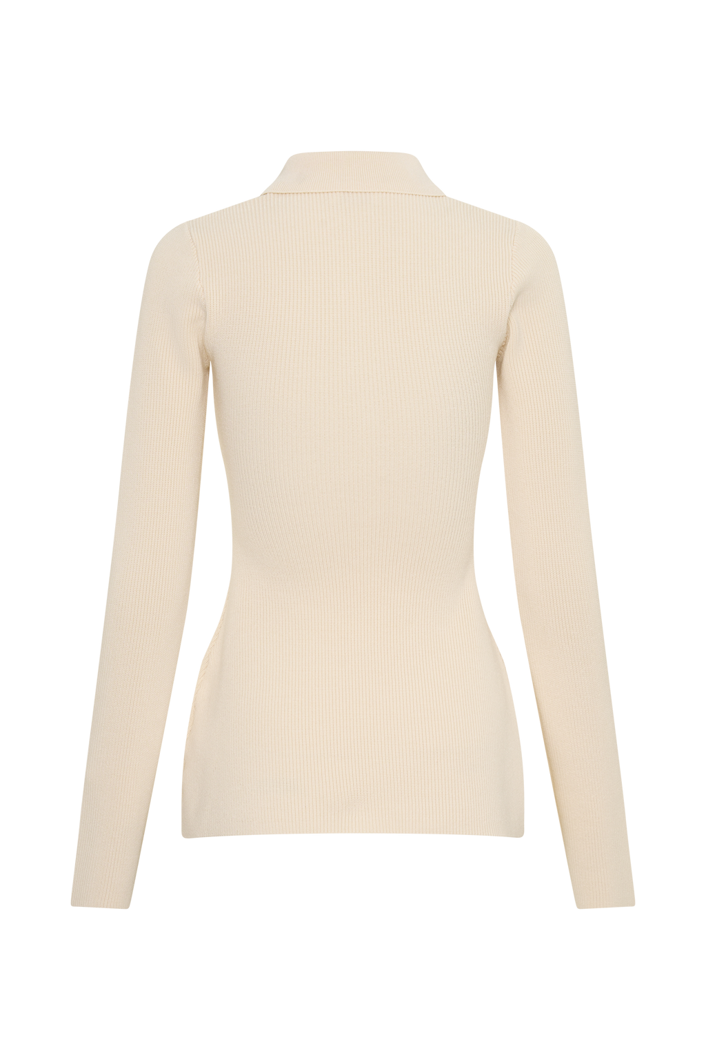 Suzie Ribbed Long Sleeve Longline Top - Ivory