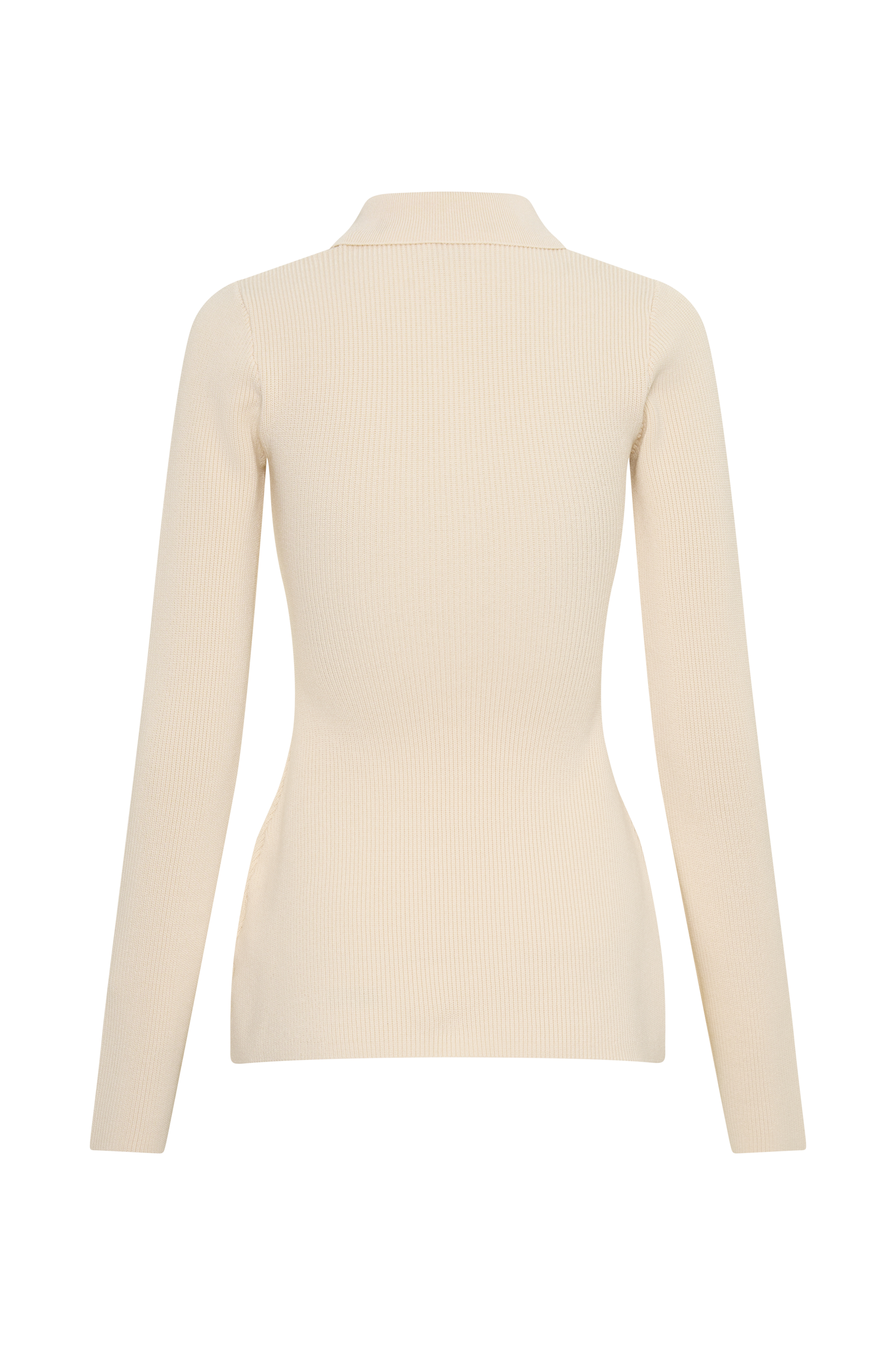 Suzie Ribbed Long Sleeve Longline Top - Ivory