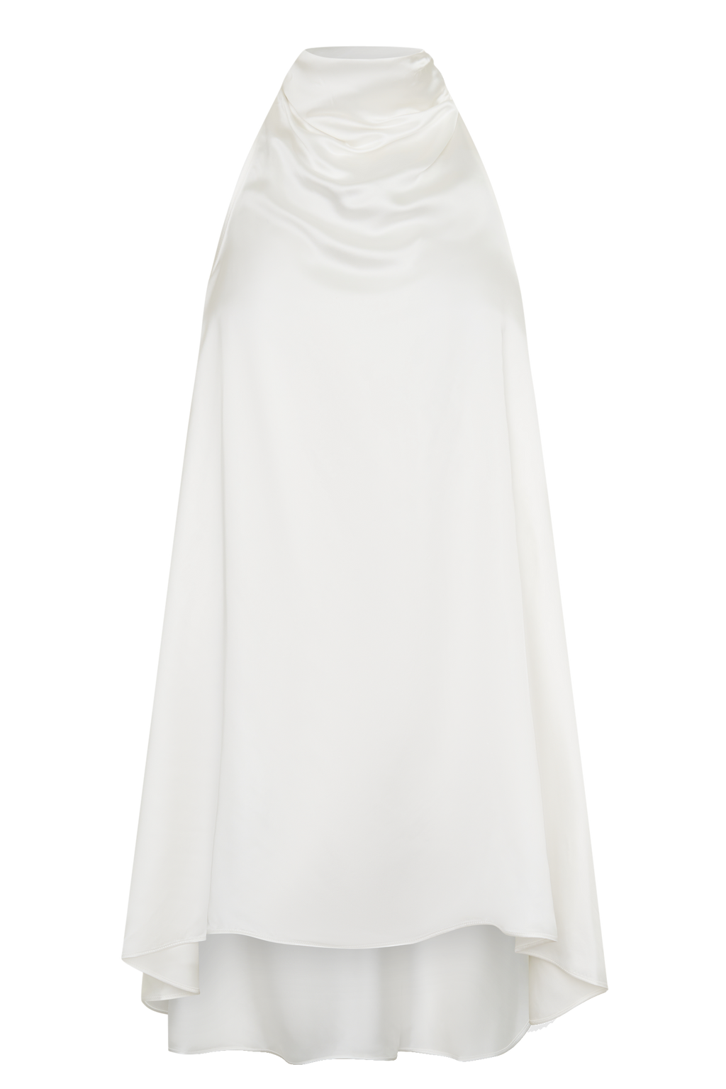 Sydney Asymmetrical Satin Halter Mini Dress - Ivory