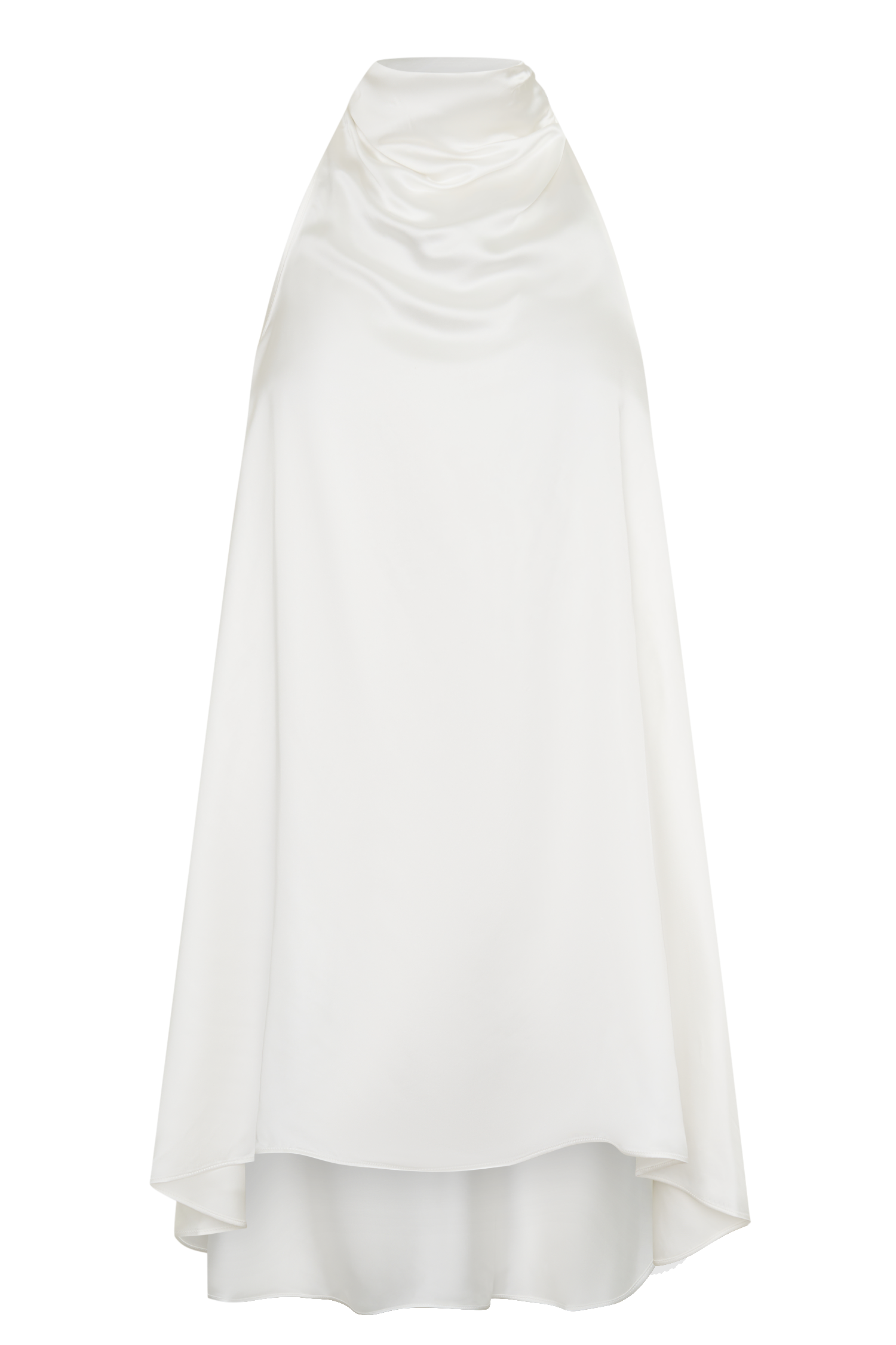 Sydney Asymmetrical Satin Halter Mini Dress - Ivory