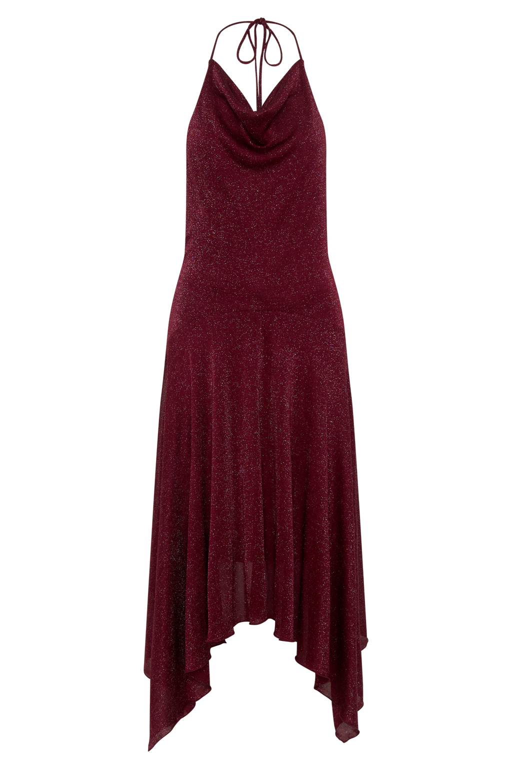 Sylvie Lurex Hankie Midi Dress - Wine