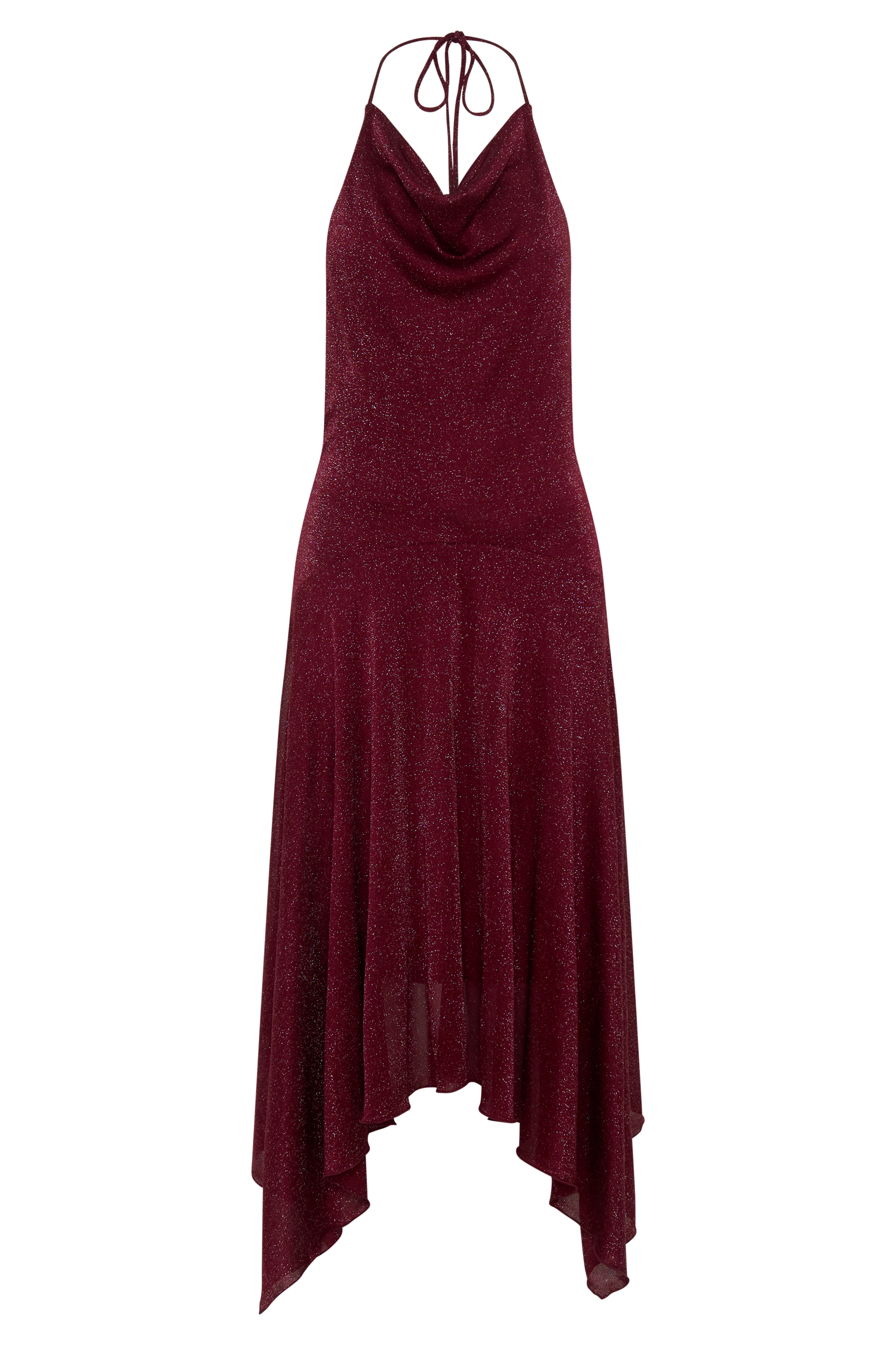 Sylvie Lurex Hankie Midi Dress - Wine