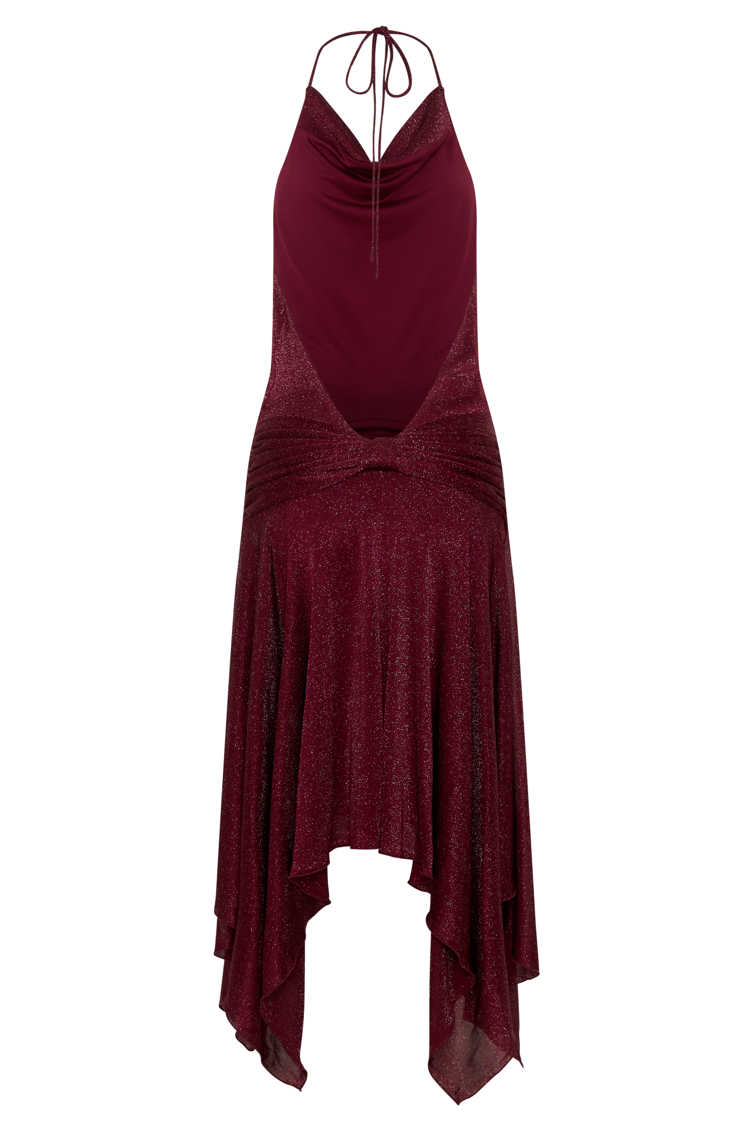 Sylvie Lurex Hankie Midi Dress - Wine
