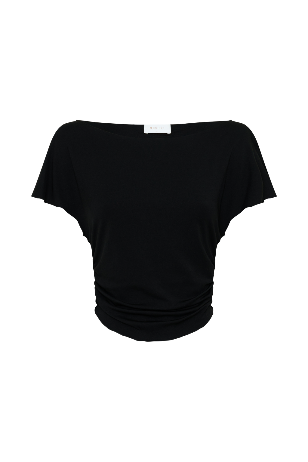 Talise Modal Flounce Short Sleeve Top - Black