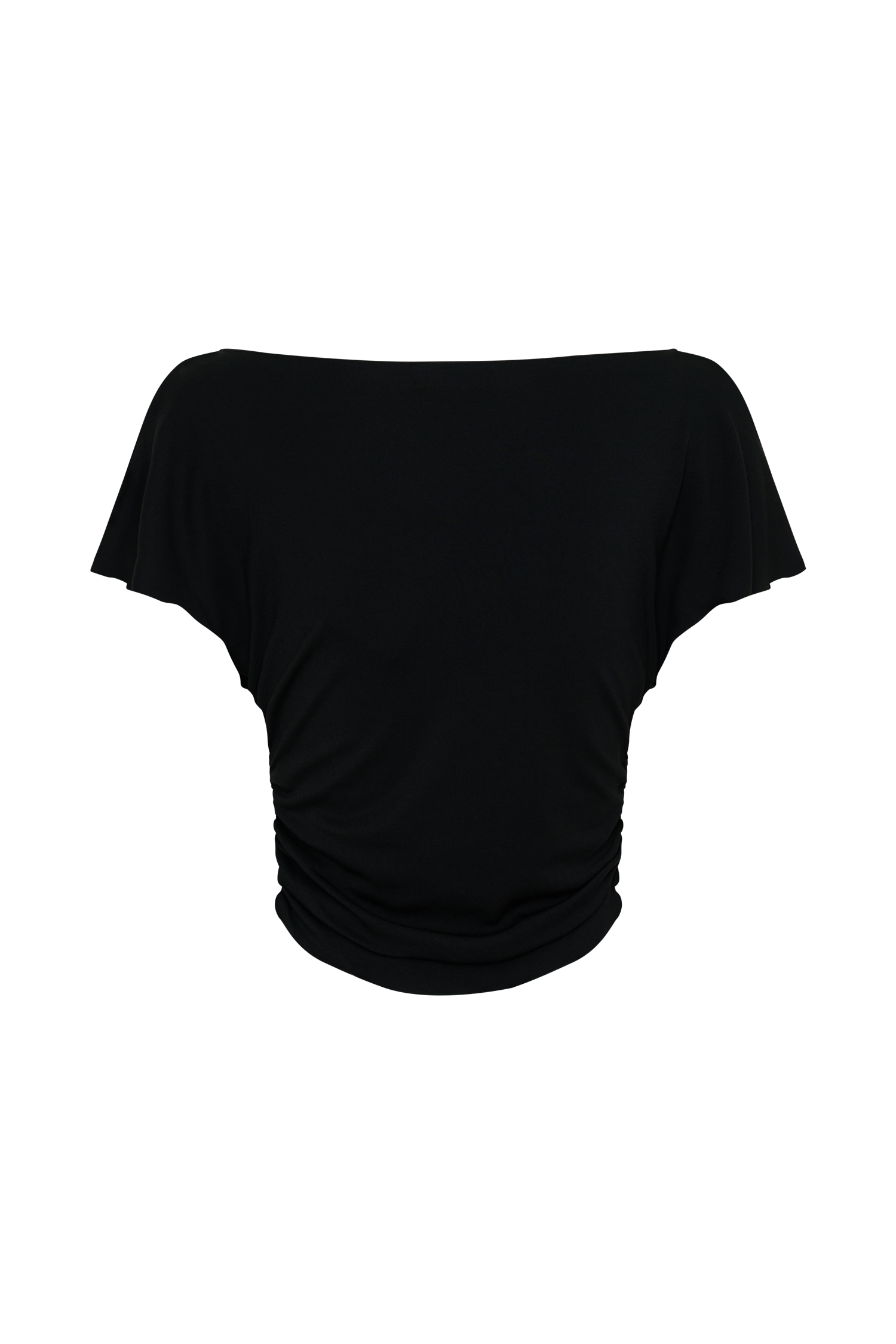 Talise Modal Flounce Short Sleeve Top - Black