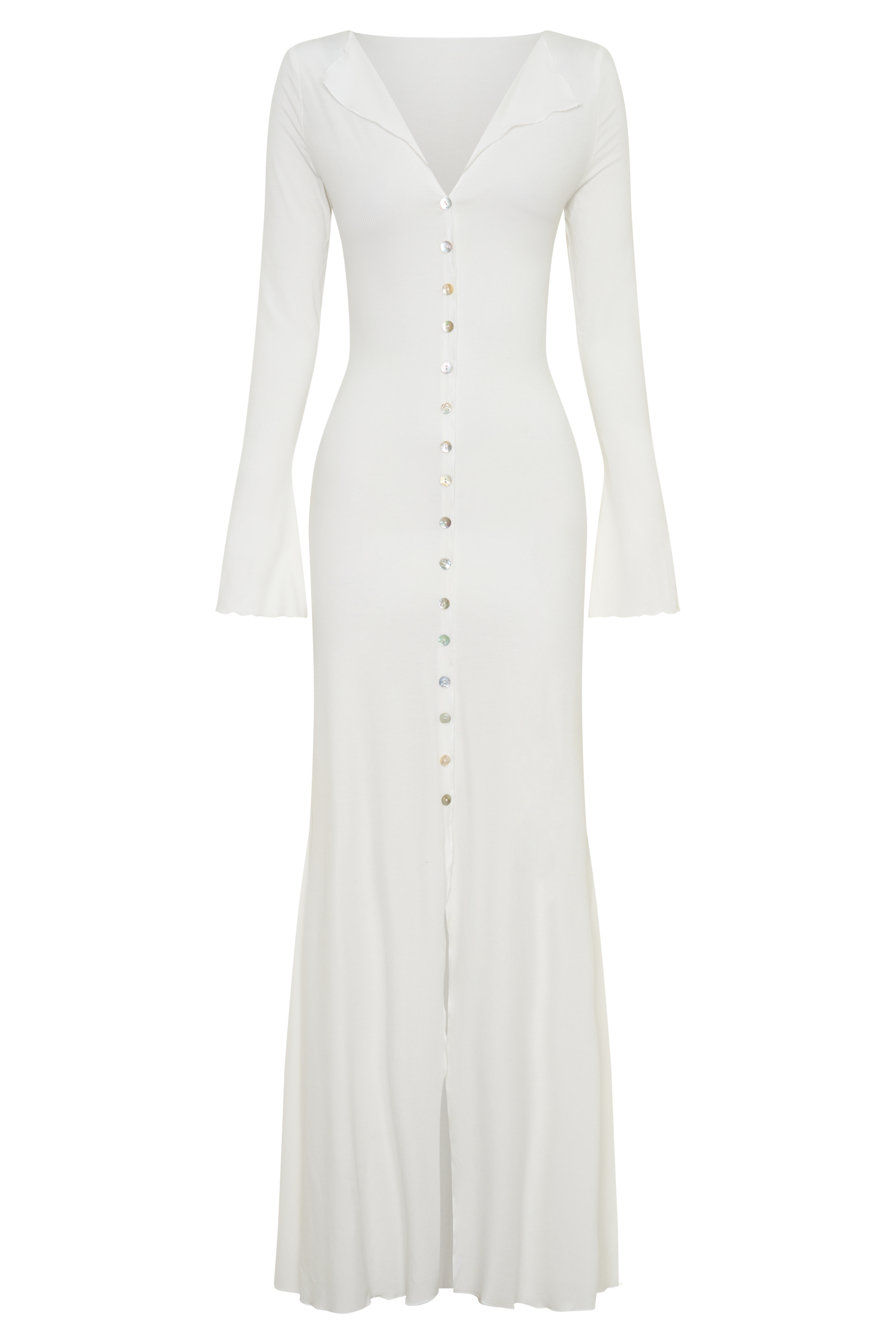 Tanya Buttoned Long Sleeve Maxi Dress - White