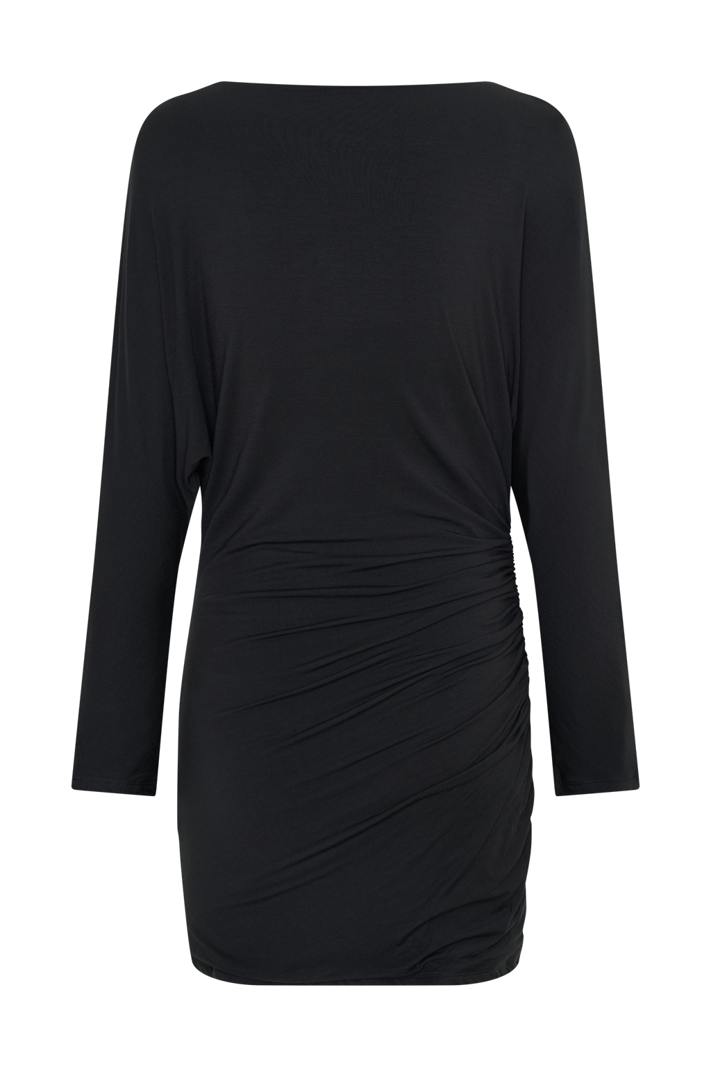 Thao Long Sleeve Gathered Mini Dress - Dark Charcoal
