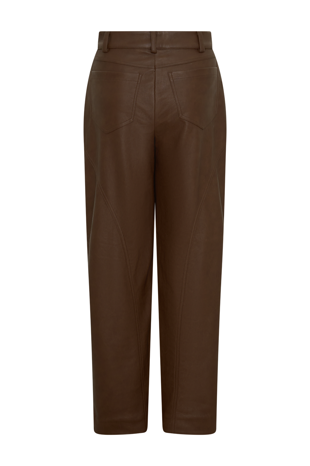 Theo Faux Leather Mid Rise Pants - Dark Chocolate