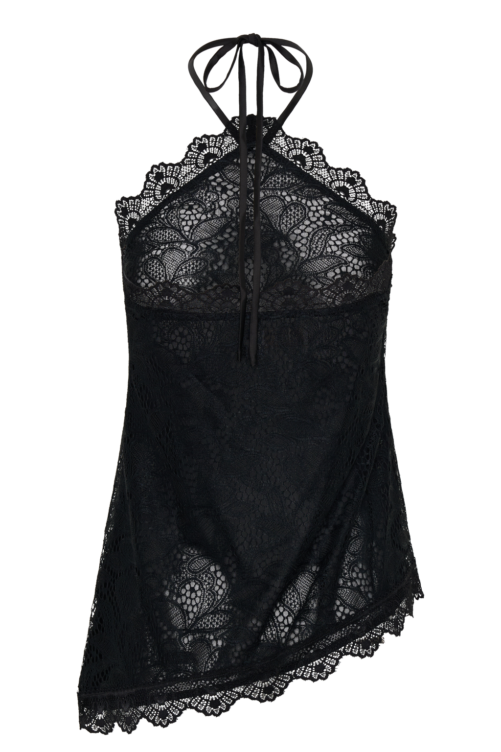 Theodosia Asymmetric Lace Halter Top - Black