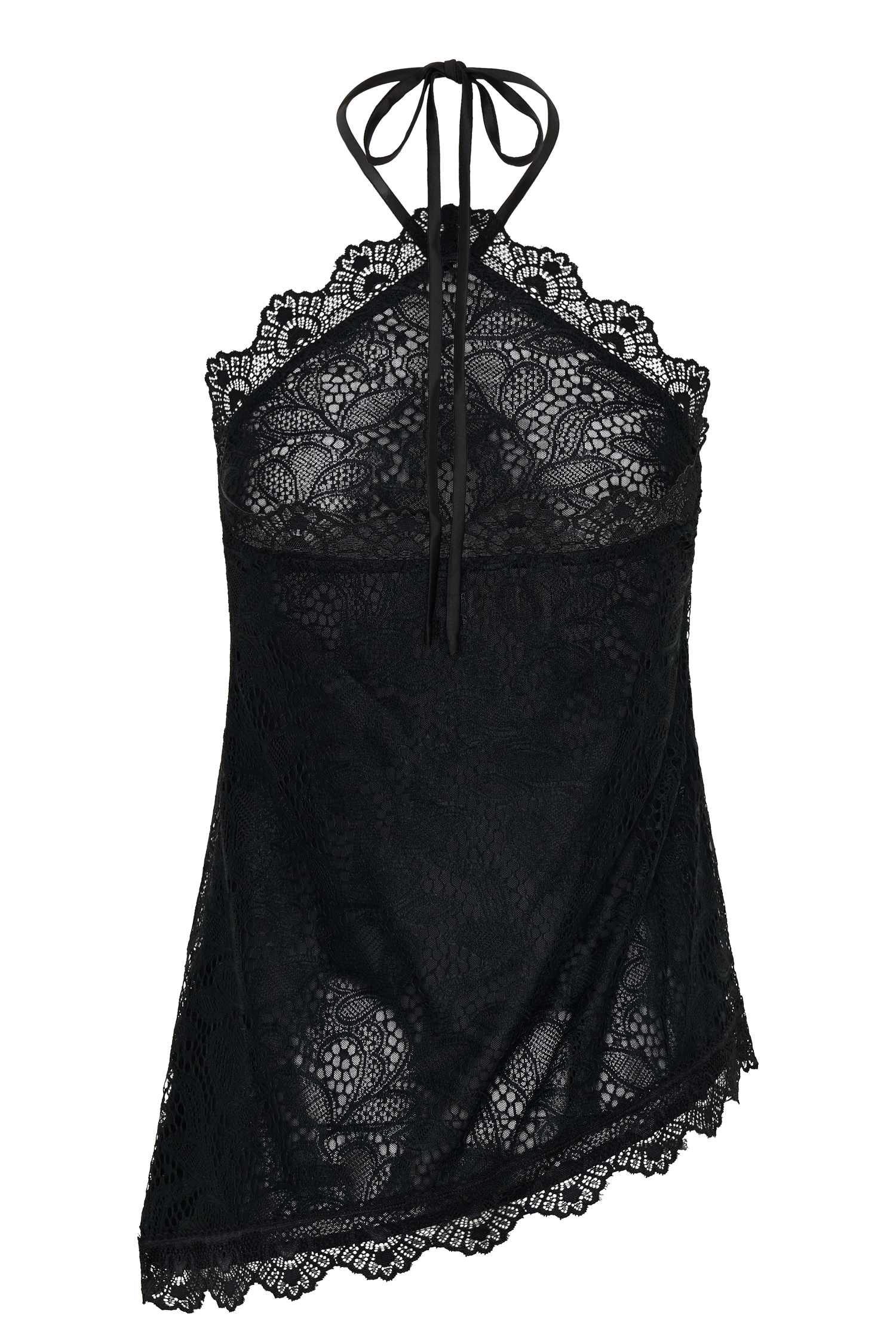 Theodosia Asymmetric Lace Halter Top - Black
