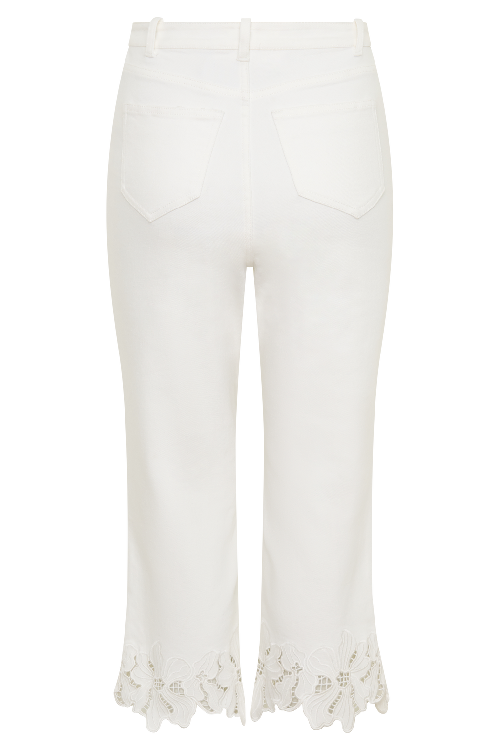 Tillie Flower Embroidery Denim Capris - White