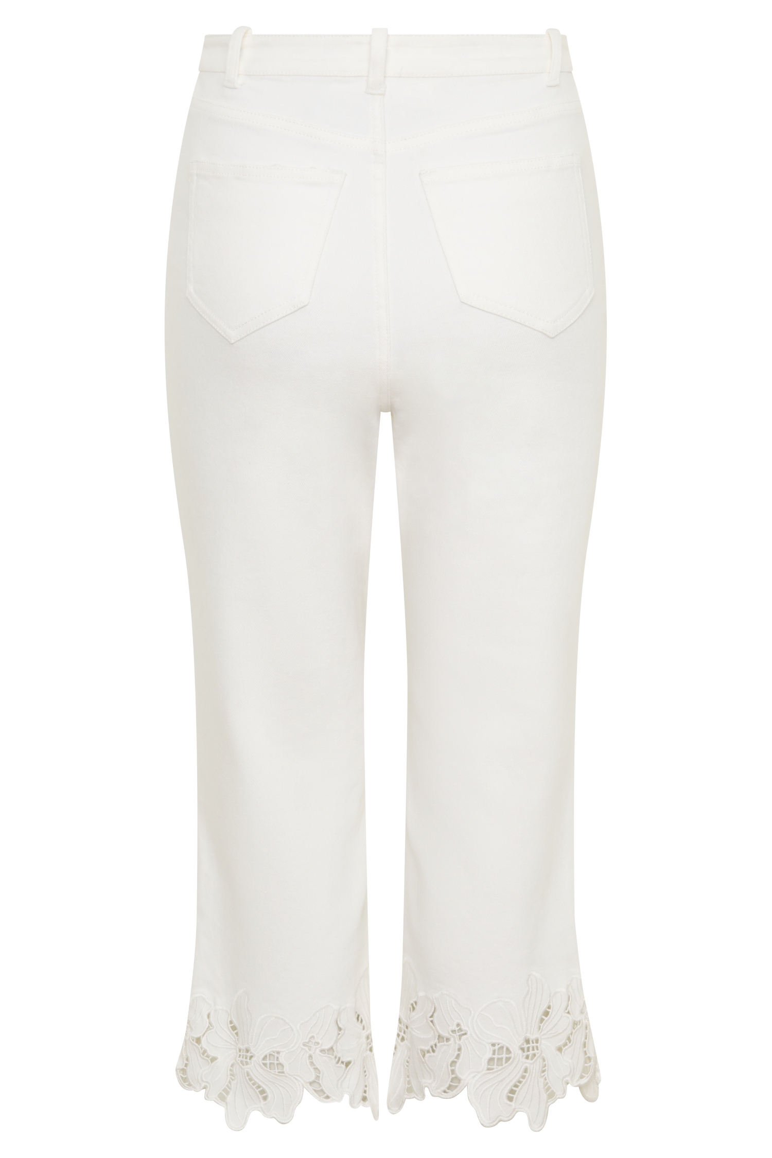 Tillie Flower Embroidery Denim Capris - White
