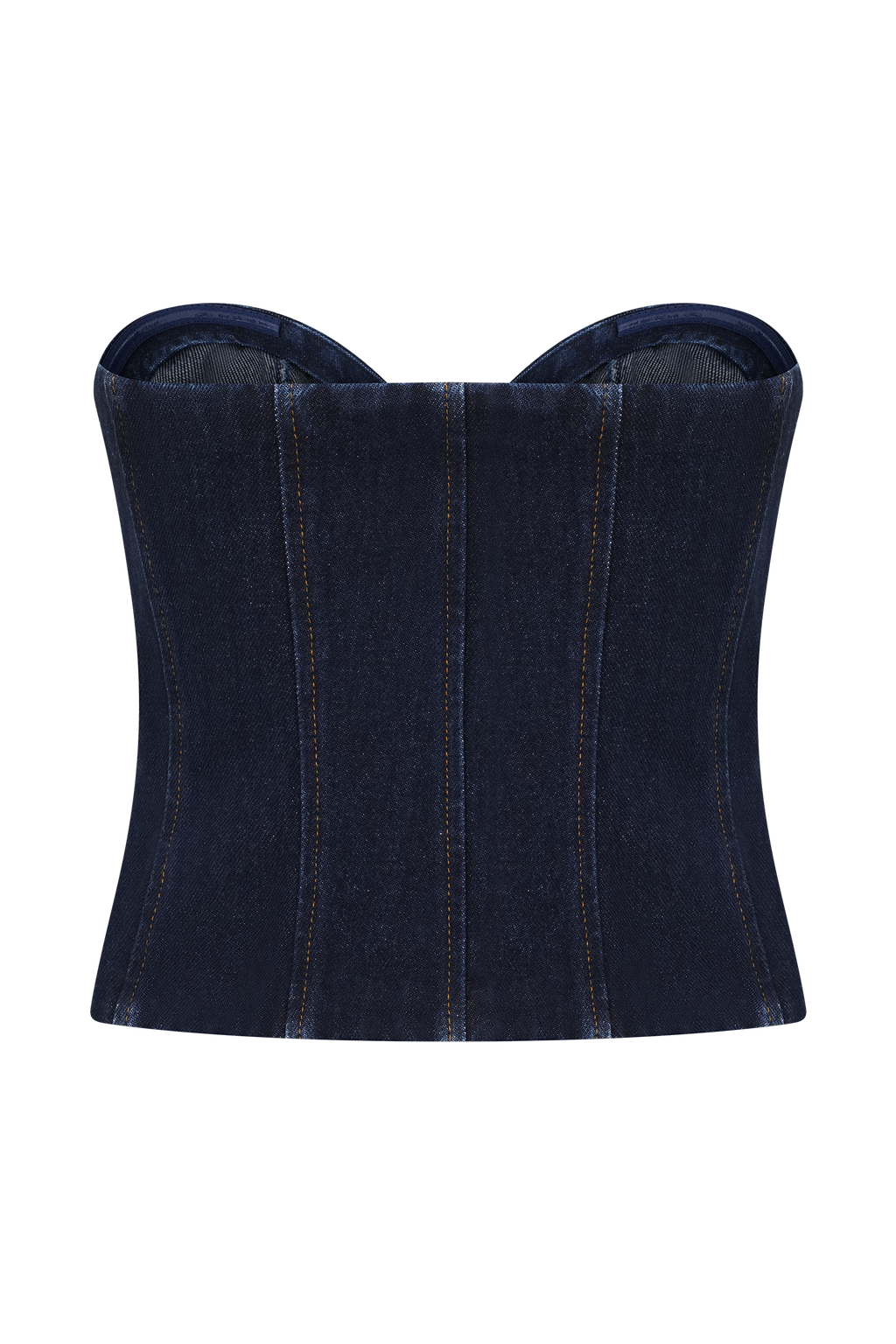 Tully Strapless Topstitch Denim Top - Indigo Blue