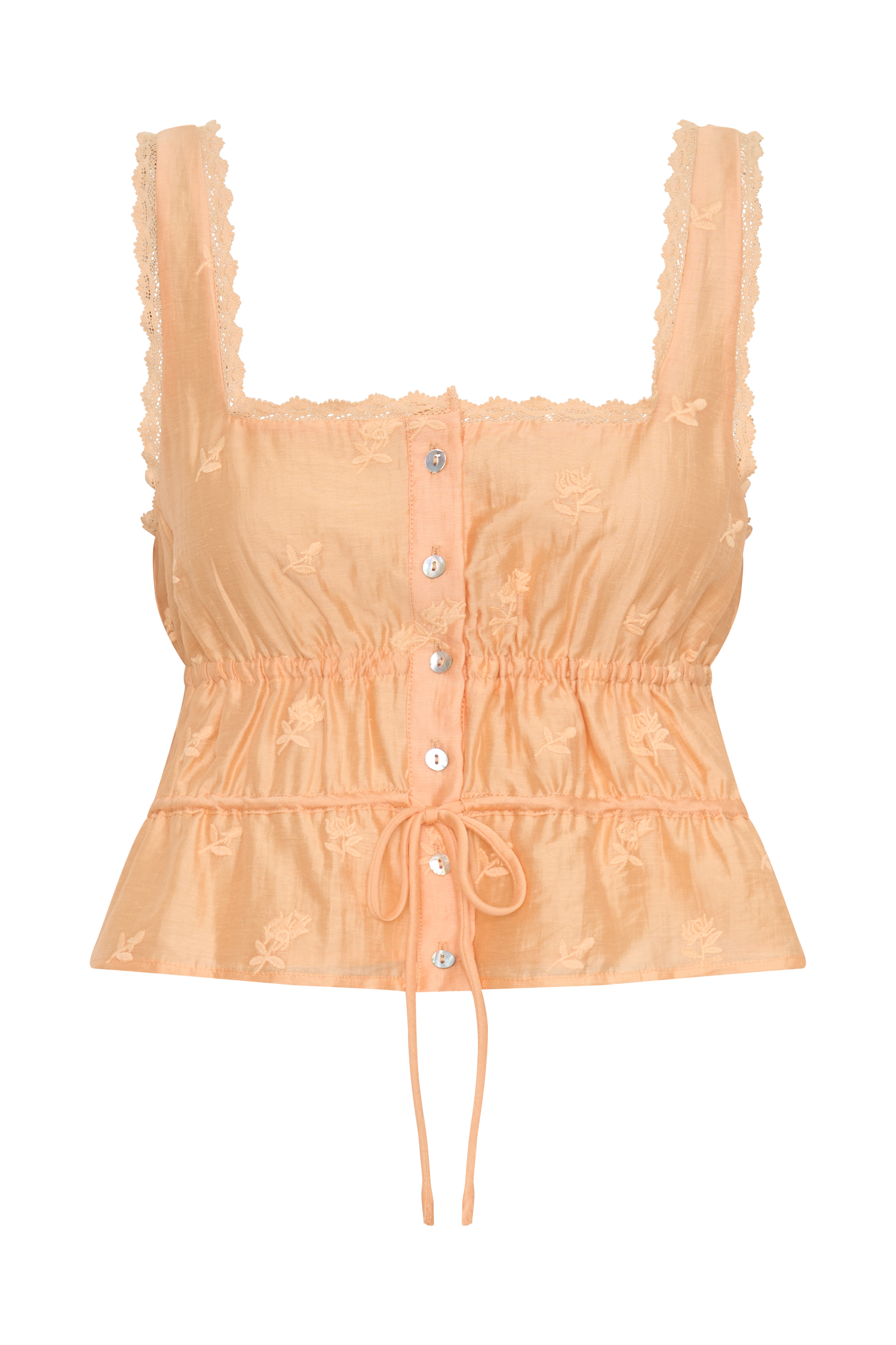 Vivian Embroidered Sleeveless Top - Orange