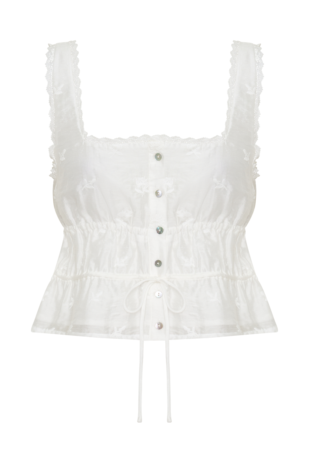 Vivian Embroidered Sleeveless Top - White