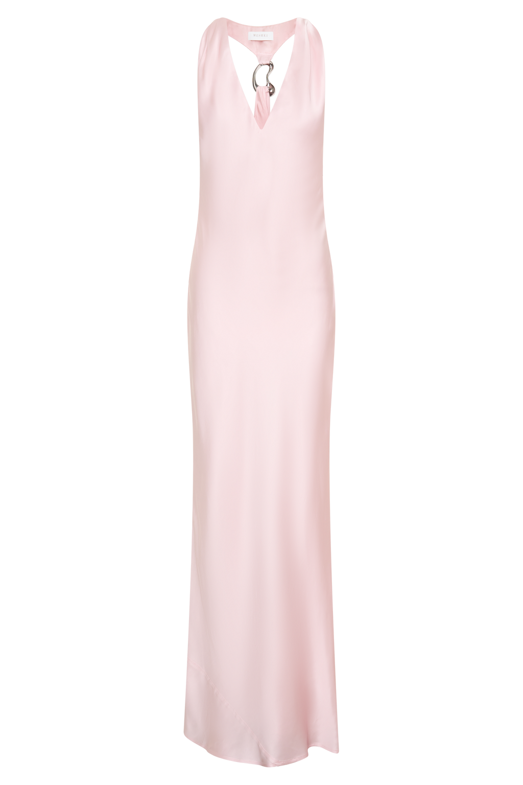 Winnie Halter Satin Maxi Dress With Hardware - Pale Pink