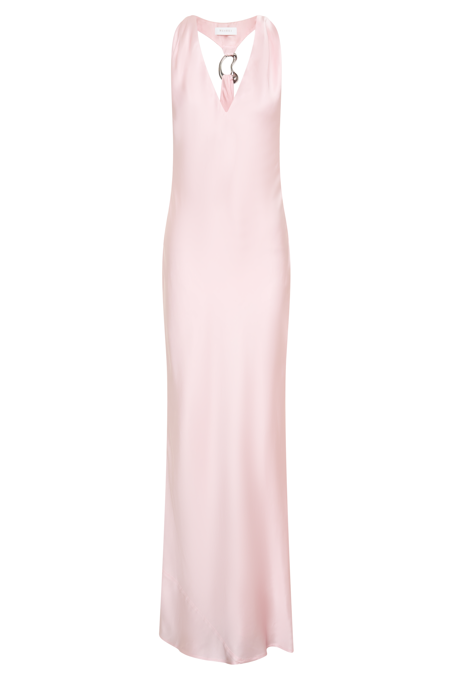 Winnie Halter Satin Maxi Dress With Hardware - Pale Pink