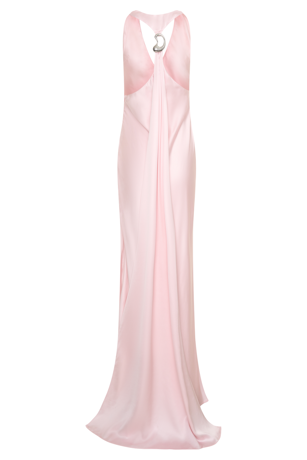 Winnie Halter Satin Maxi Dress With Hardware - Pale Pink