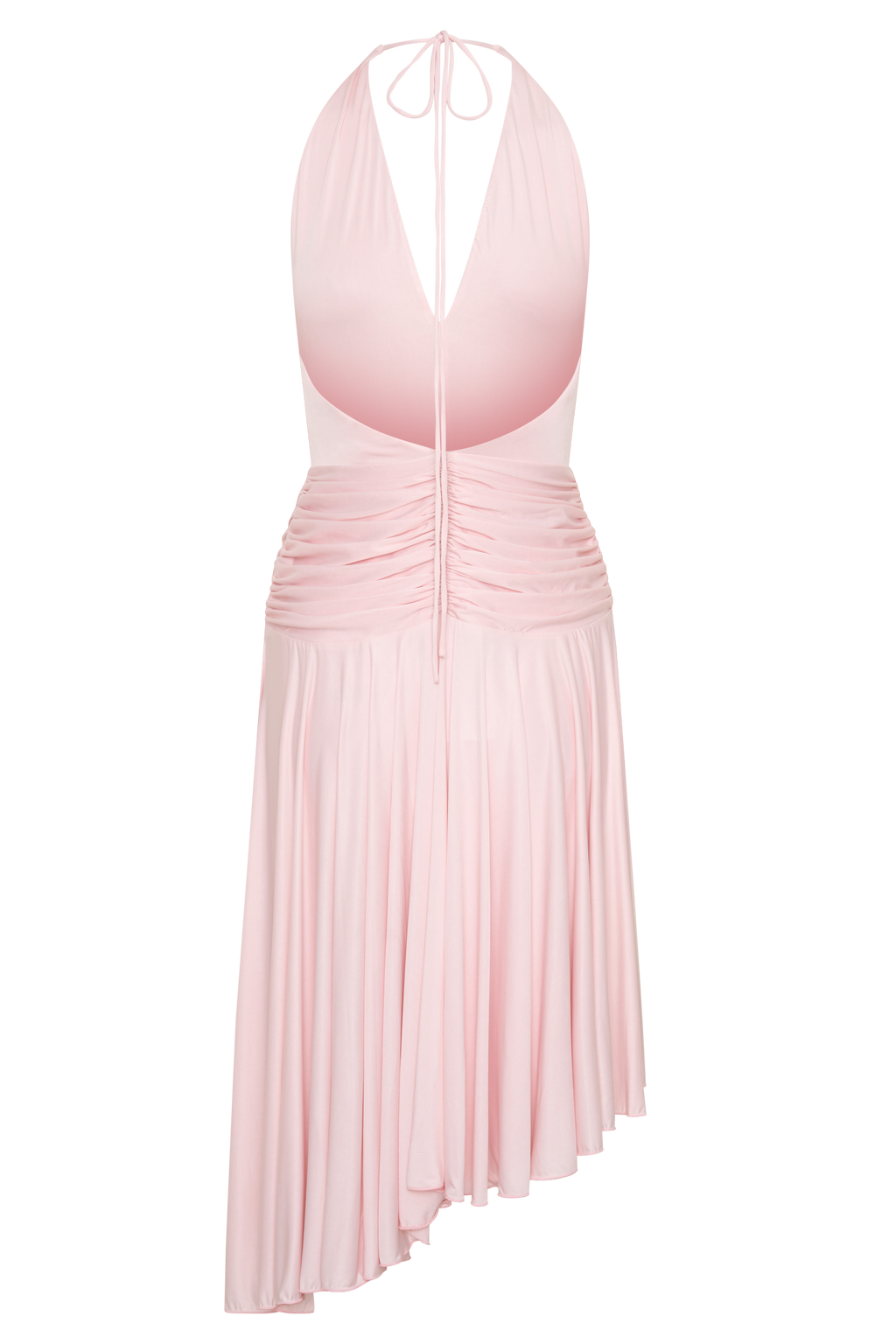 Zelda Asymmetric Slinky Midi Dress - Ballet Pink