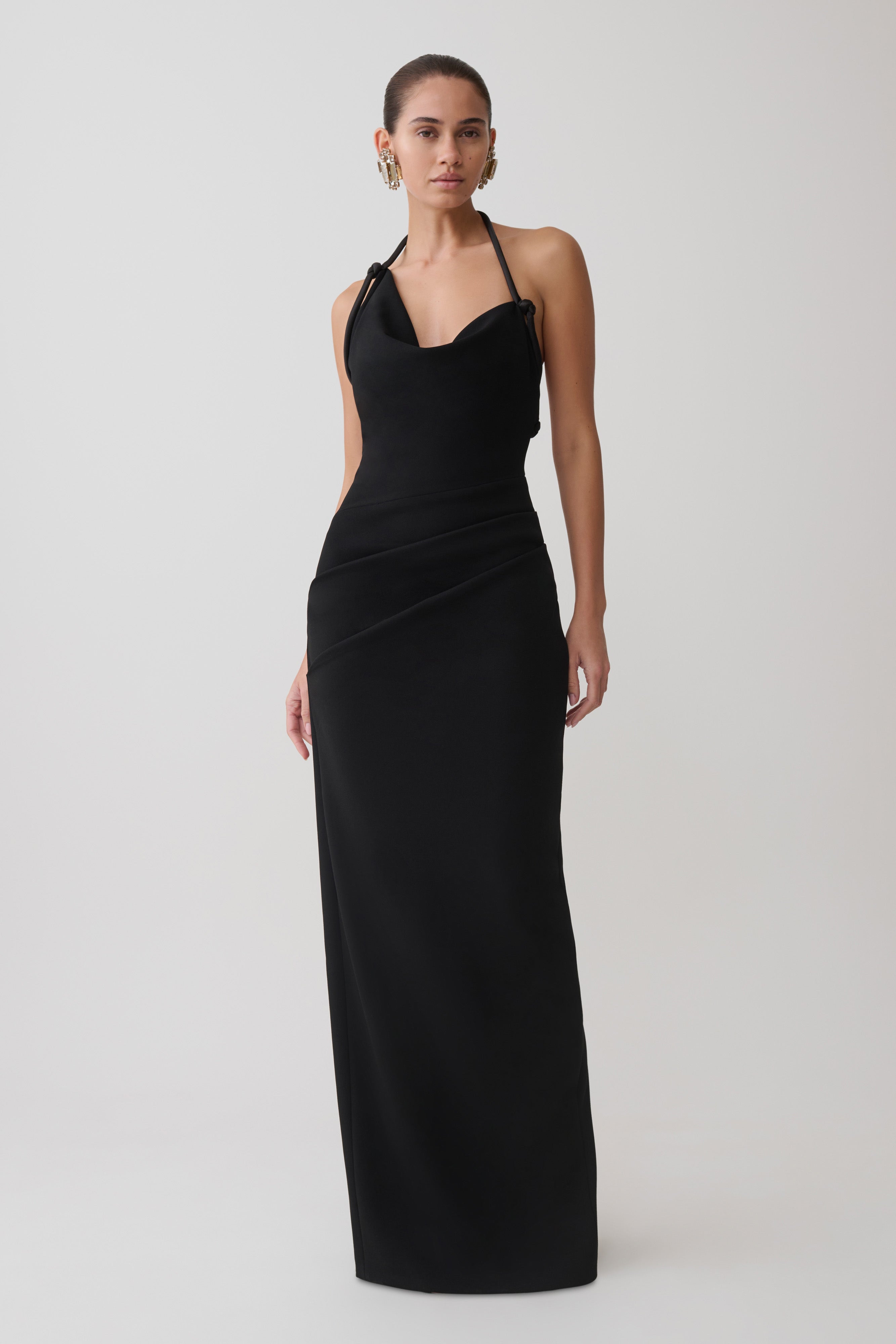 Gracie Halter Maxi Dress - Black