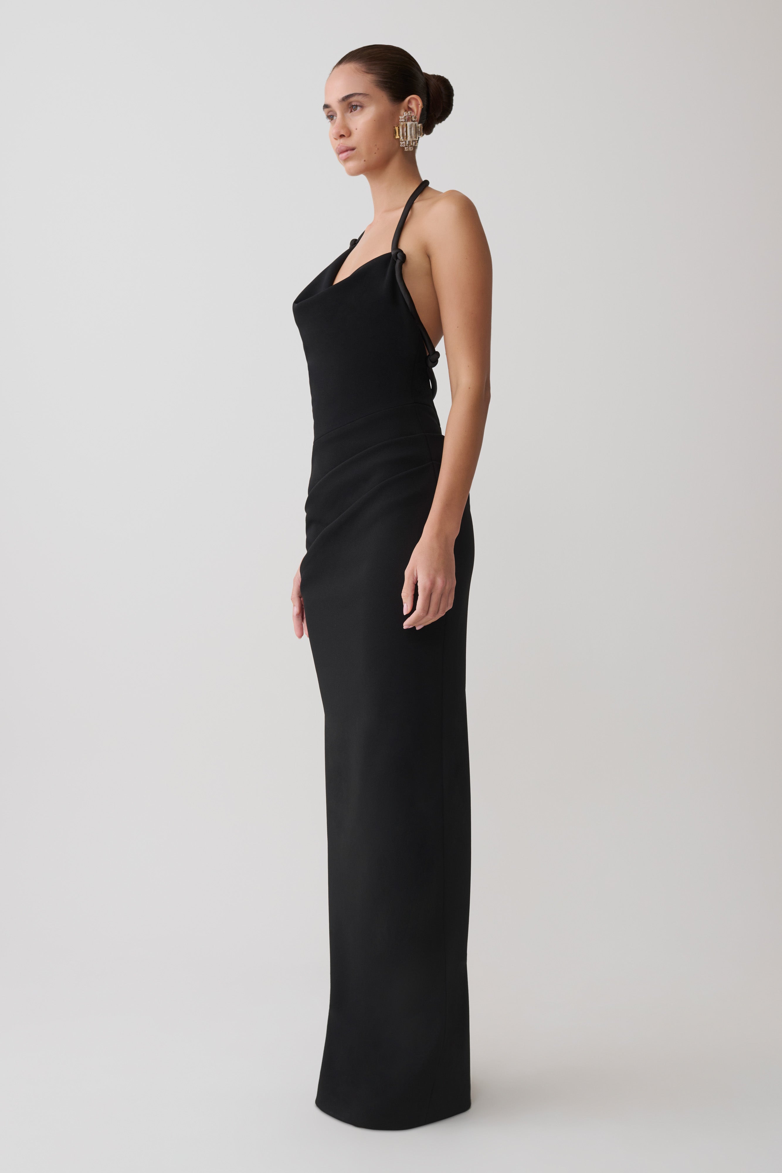 Gracie Halter Maxi Dress - Black