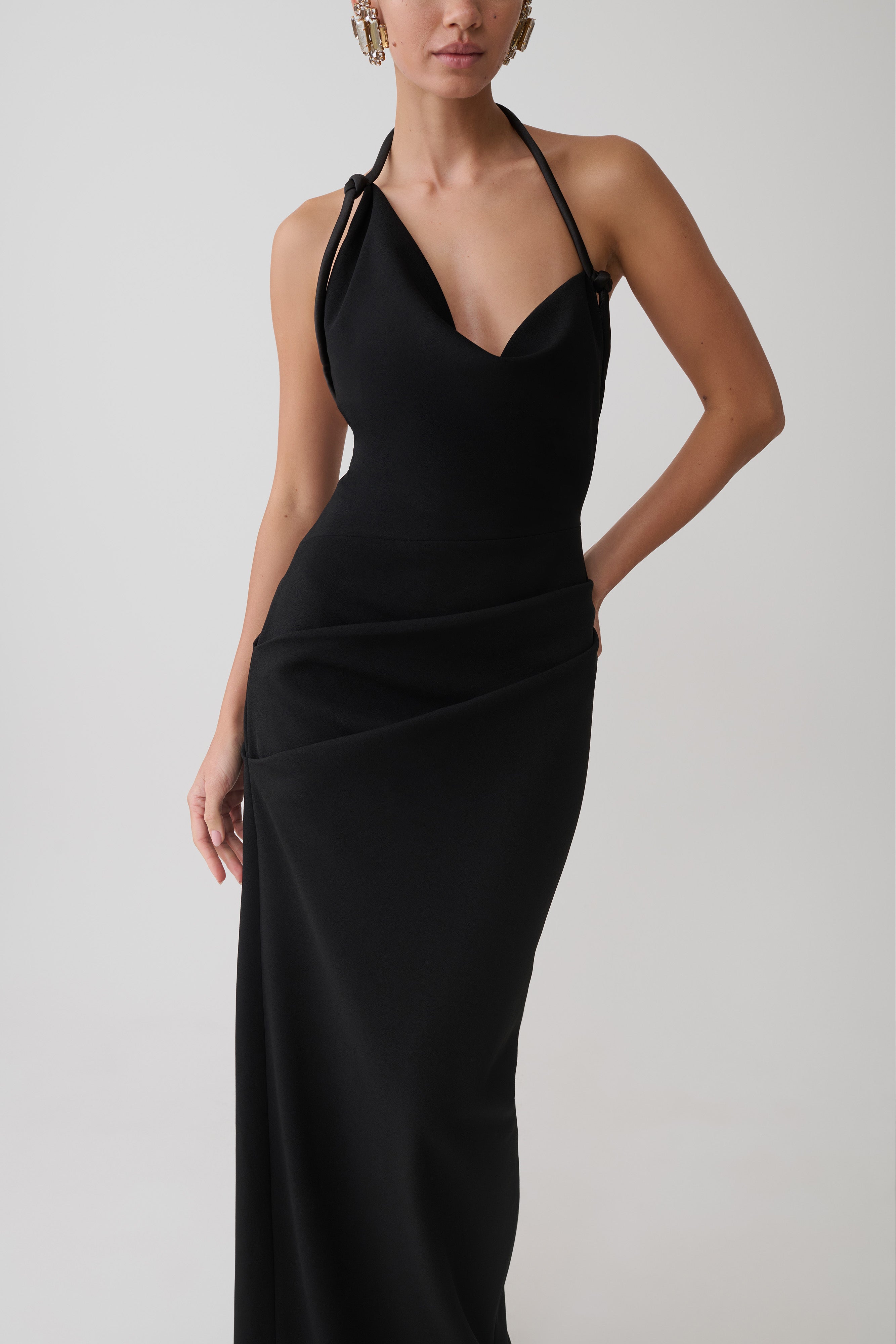 Gracie Halter Maxi Dress - Black