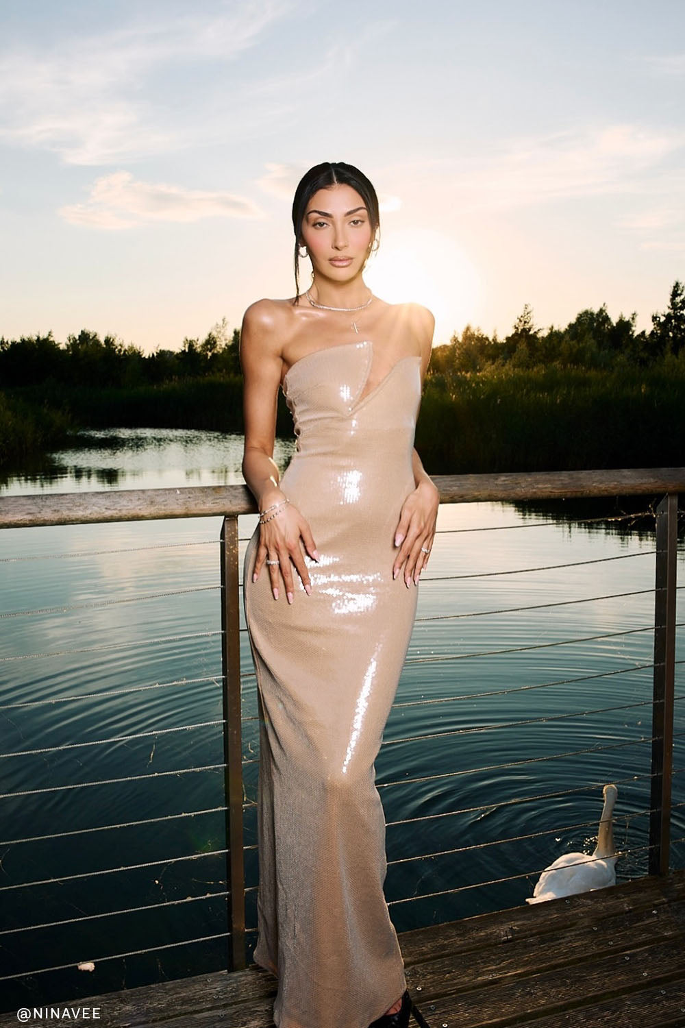 Winston Strapless Sequin Maxi Dress - Taupe