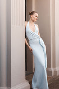 Veda Slinky Halter Maxi Dress - Pale Blue