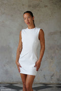 Fion Sleeveless Stretch Crepe Mini Dress - White