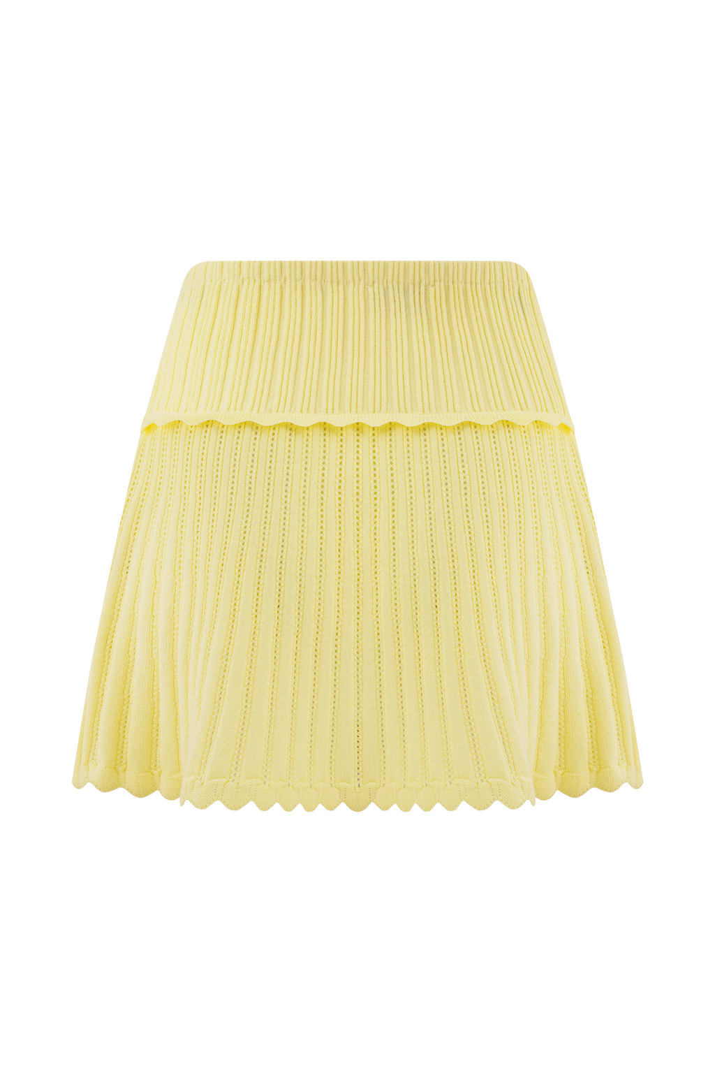 Indy Pointelle Knit Mini Skirt - Lemon