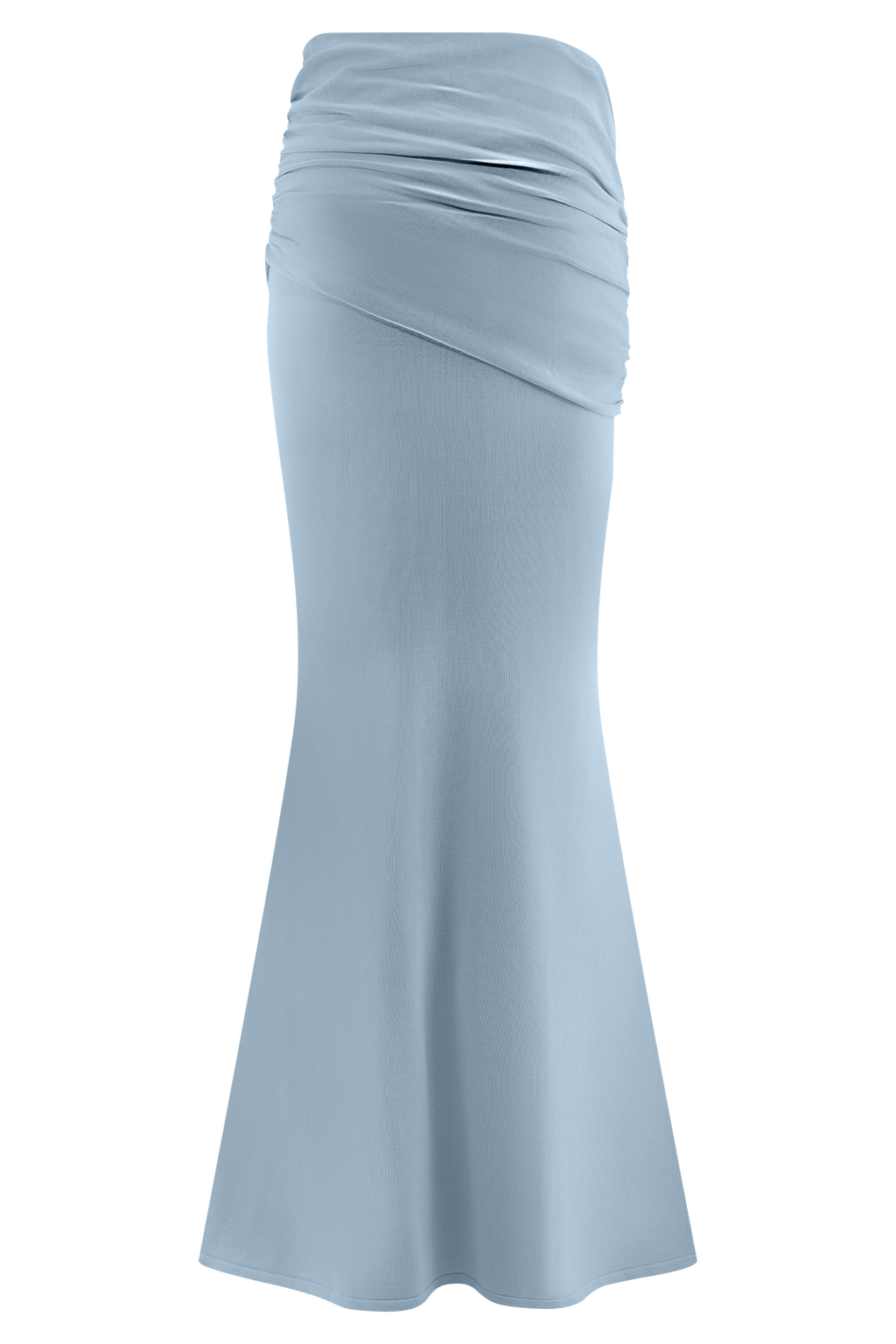 Irene Gathered Knit Maxi Skirt - Blue