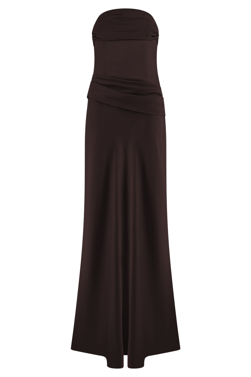 Jasmine Strapless Satin Maxi Dress - Dark Chocolate