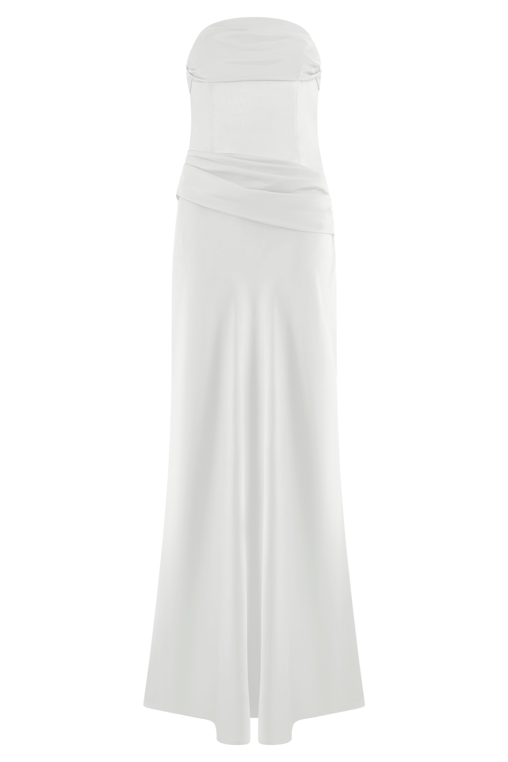 Jasmine Strapless Satin Maxi Dress - White