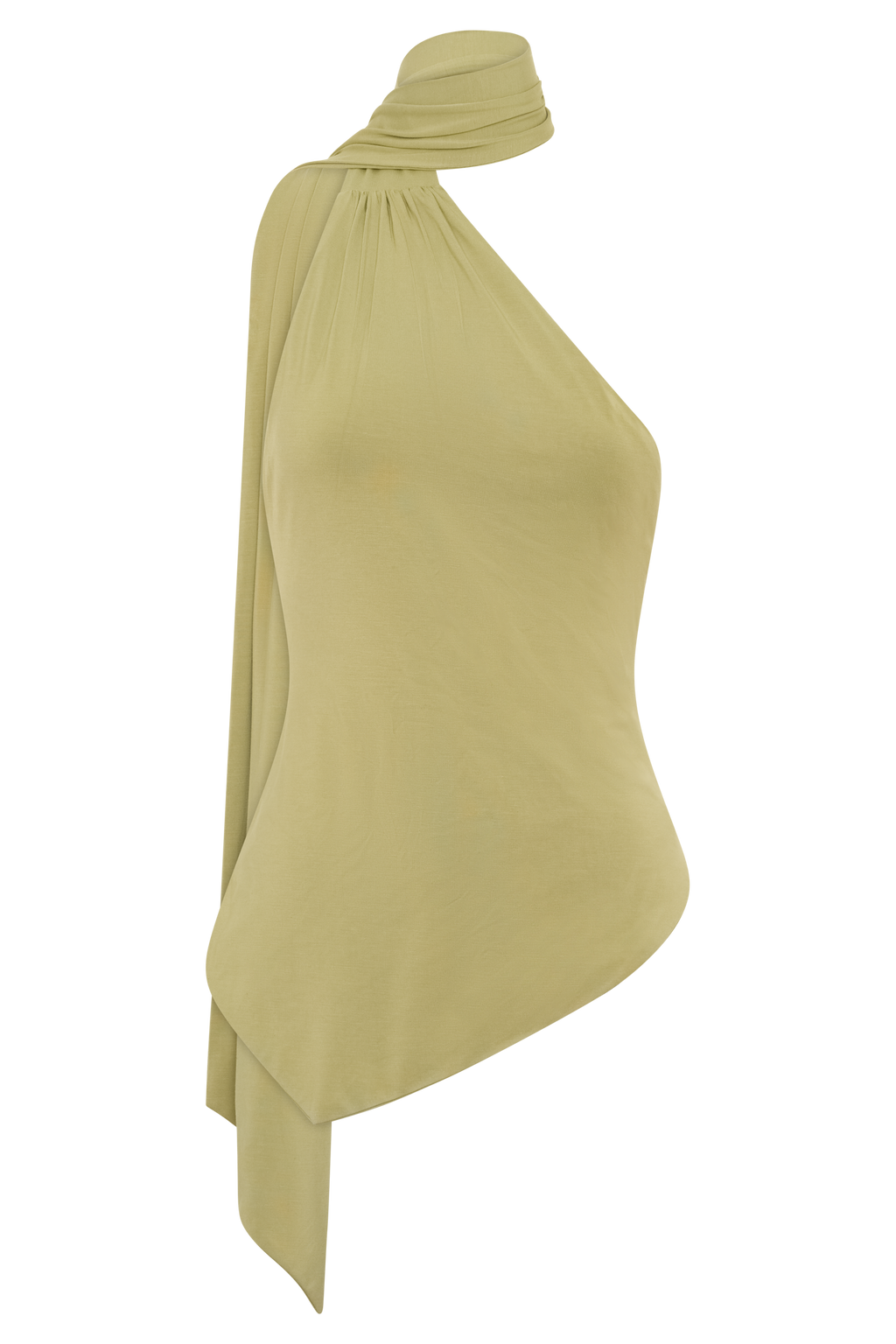 Jemma One Shoulder Tie Top - Apple Sage