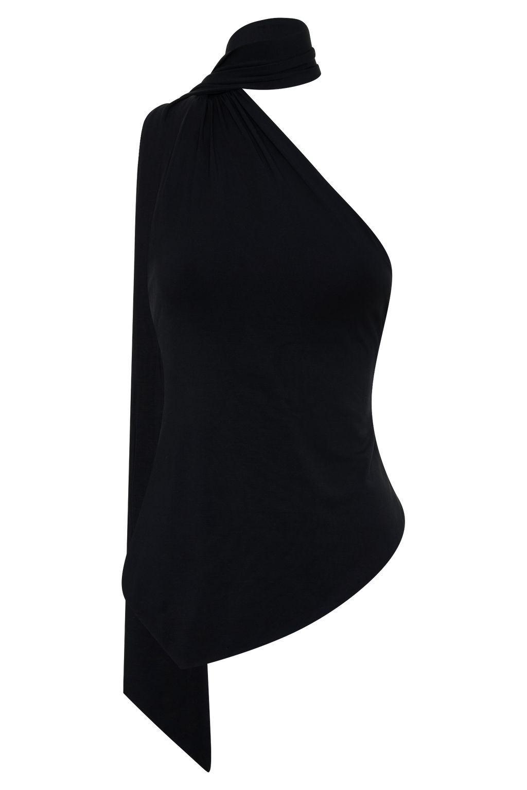 Jemma One Shoulder Tie Top - Black