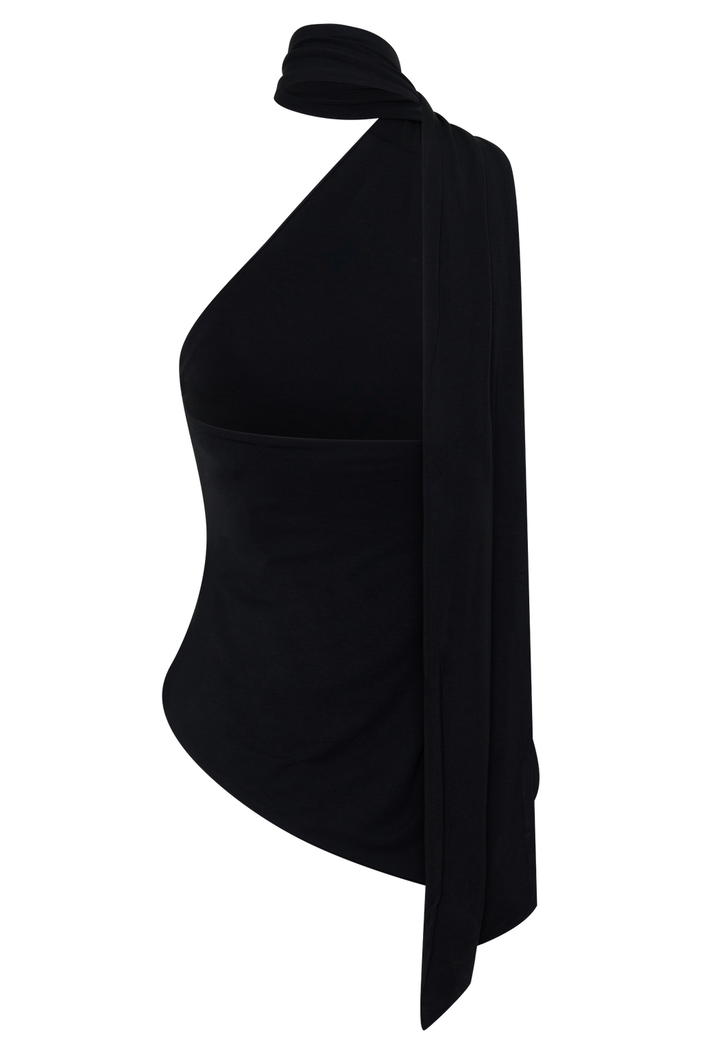 Jemma One Shoulder Tie Top - Black