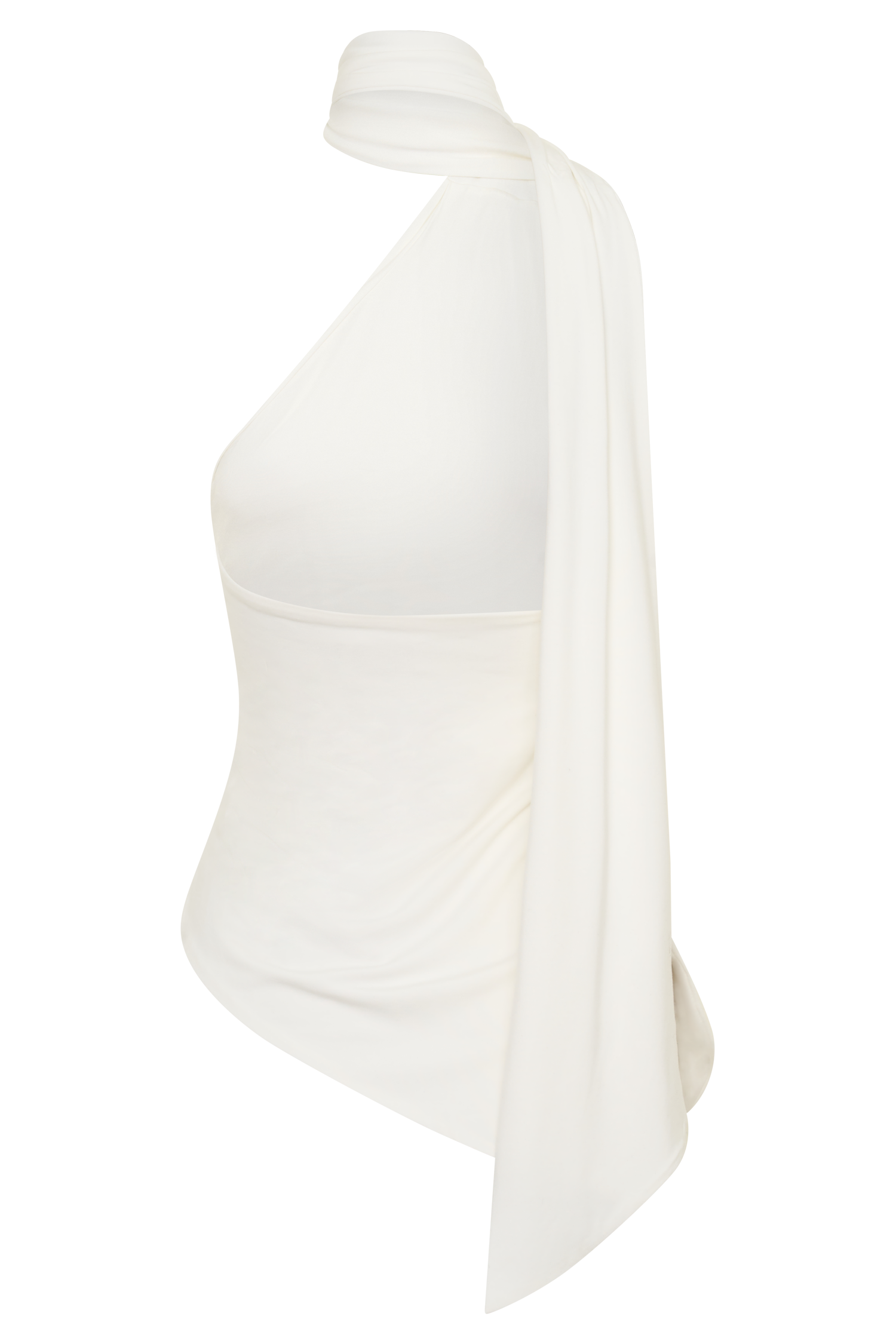 Jemma One Shoulder Tie Top - White