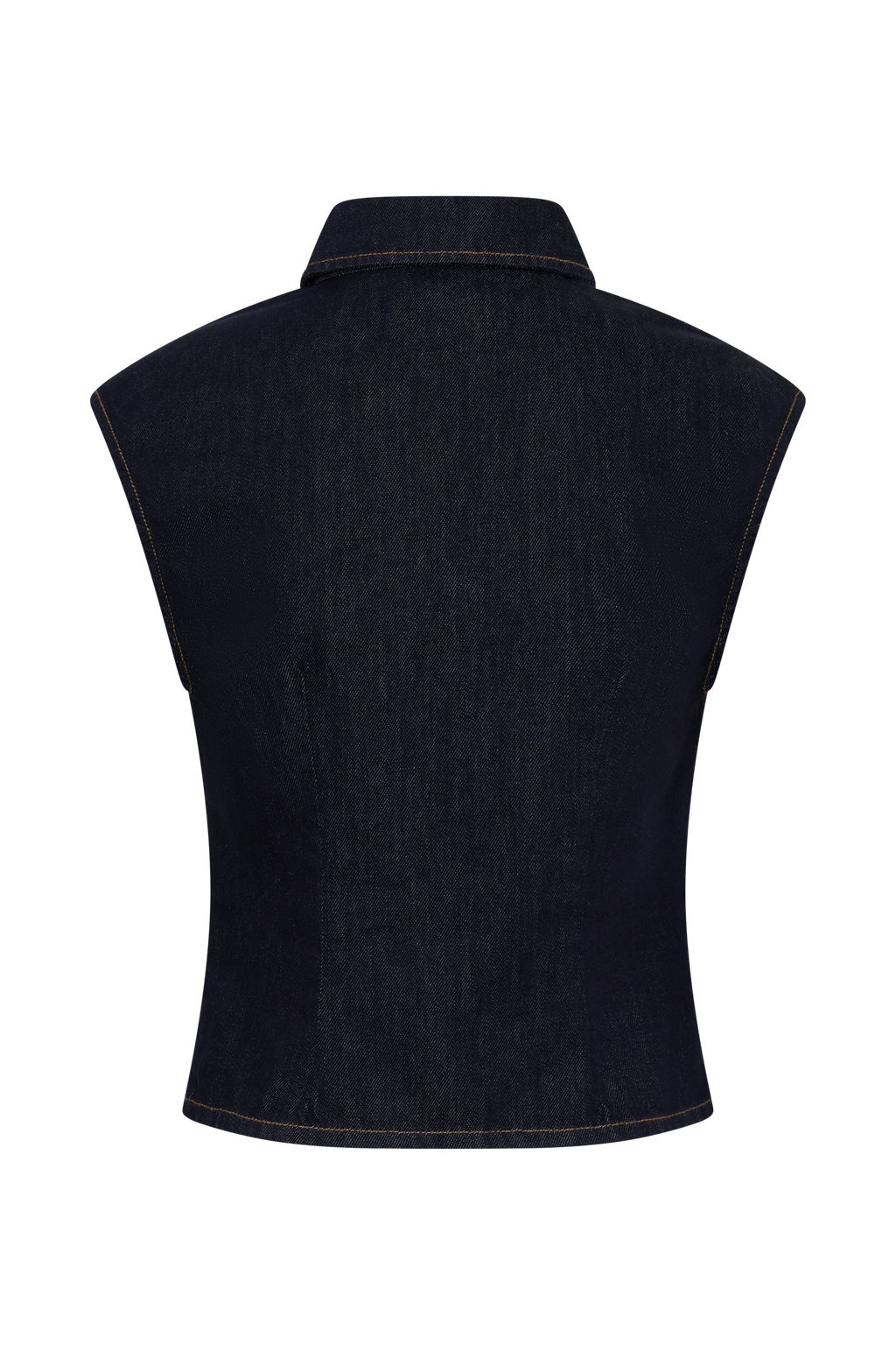 Jeremy Collared Denim Longline Top - Washed Indigo Blue