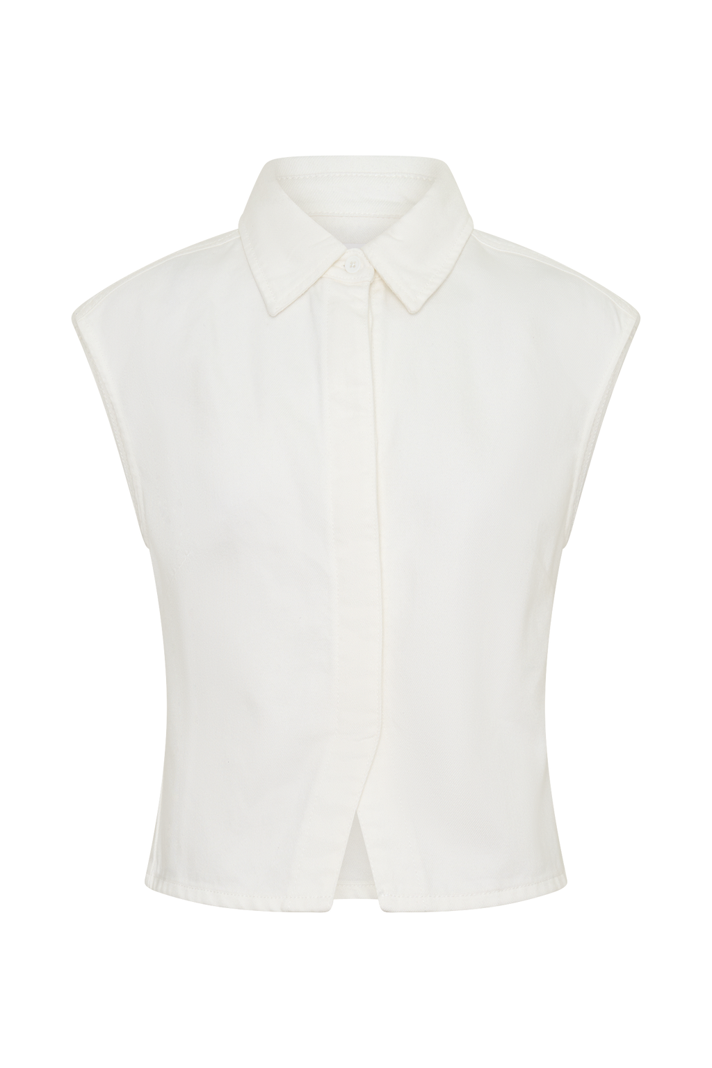 Jeremy Collared Denim Longline Top - White