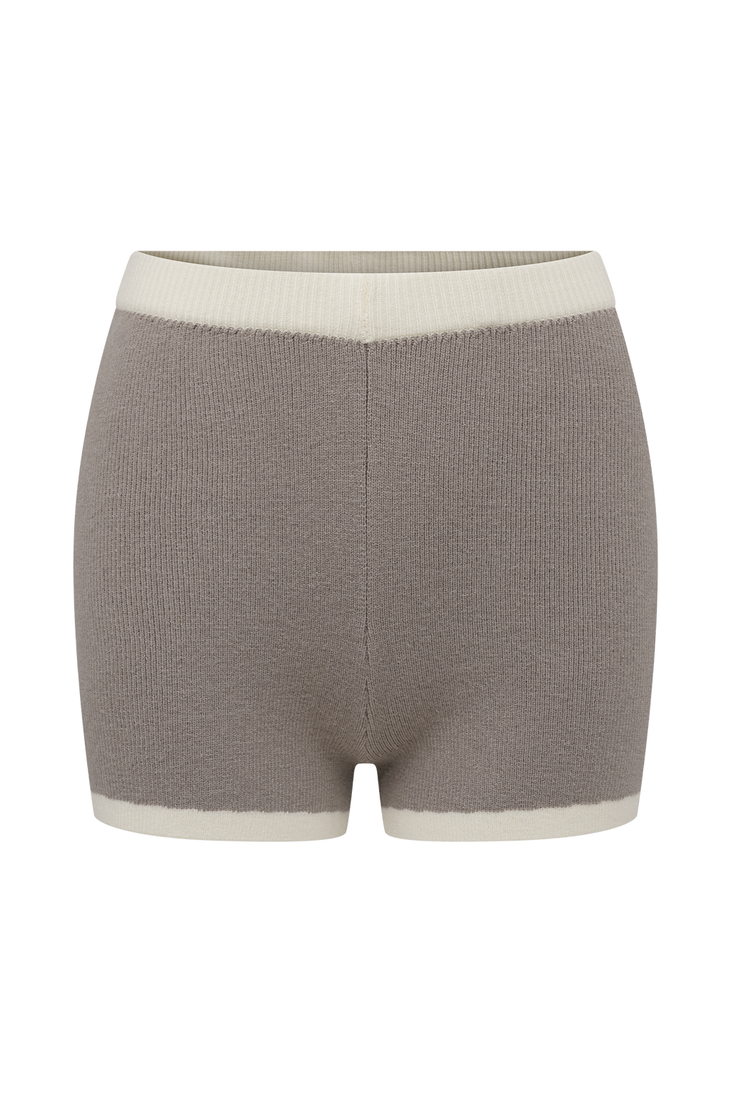 Julianne Contrast Knit Shorts - Pebble/Ivory