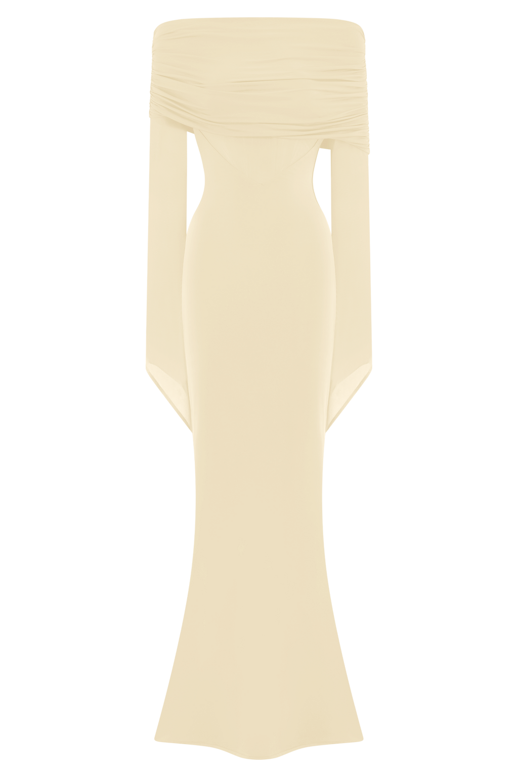 Kaitlin One Shoulder Slinky And Mesh Maxi Dress - Ivory