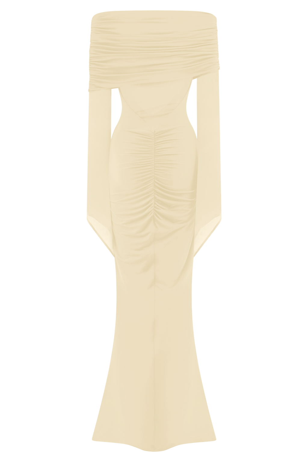 Kaitlin One Shoulder Slinky And Mesh Maxi Dress - Ivory