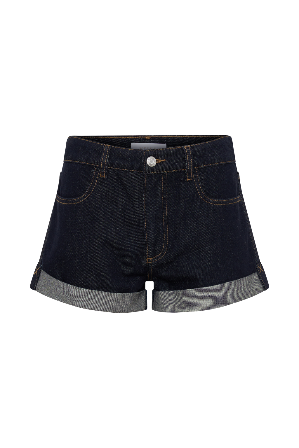 Krissy Rolled Hem Denim Shorts - Washed Indigo Blue