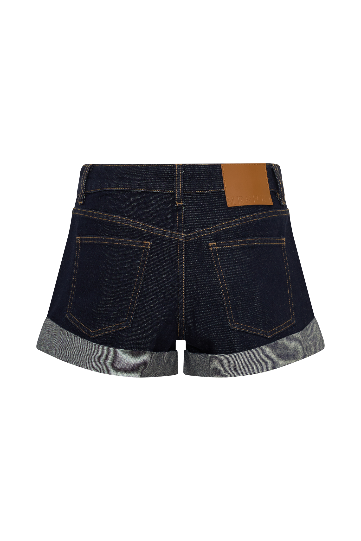 Krissy Rolled Hem Denim Shorts - Washed Indigo Blue