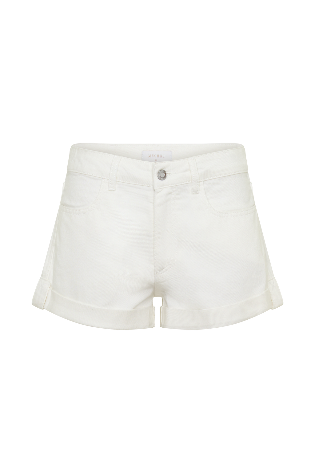 Krissy Rolled Hem Denim Shorts - White