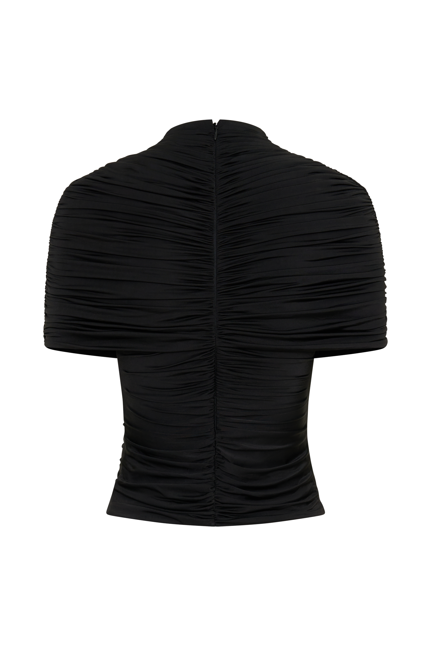 Linh Slinky High Neck Gathered Top - Black