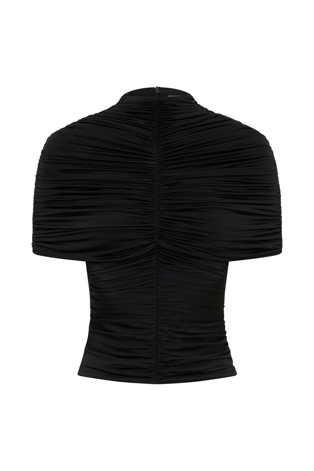 Linh Slinky High Neck Gathered Top - Black