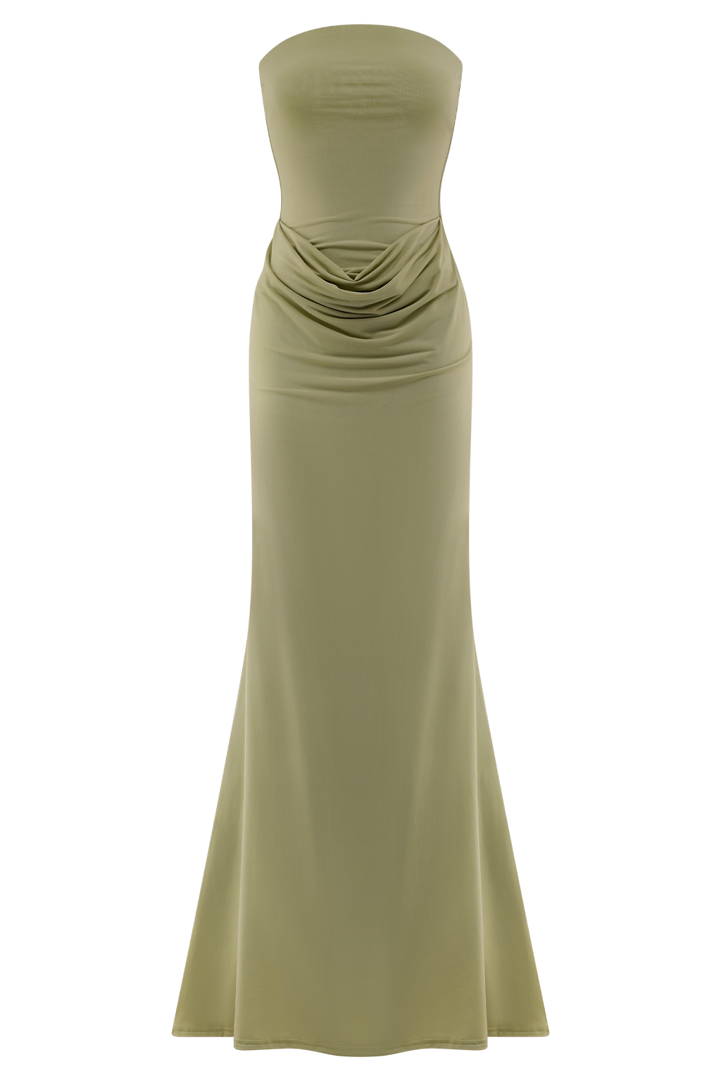 Madison Strapless Slinky Maxi Dress - Sage