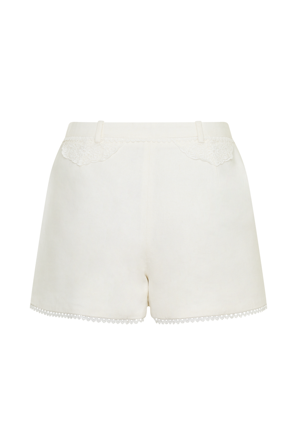 Melody Linen Short With Lace - White