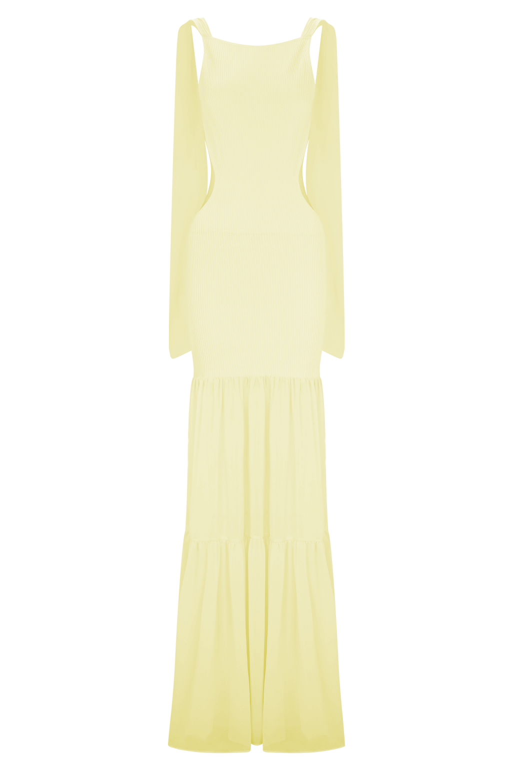 Haille Knit Chiffon Maxi Dress - Lemon